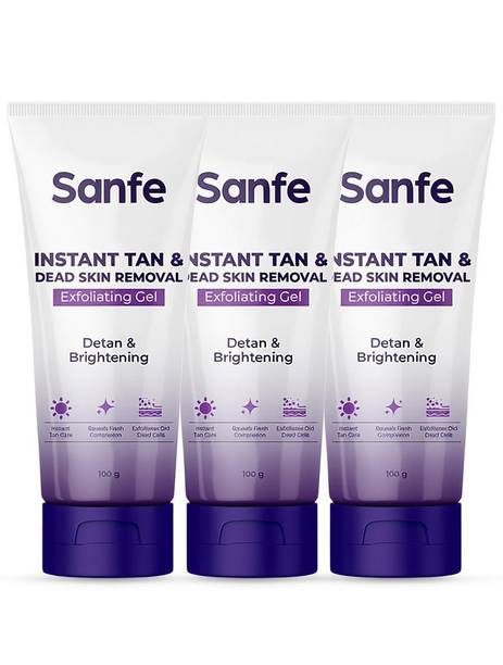 Sanfe Instant Tan & Dead Skin Removal Exfoliating Gel - Pack of 3 | Detan Pack Scrub