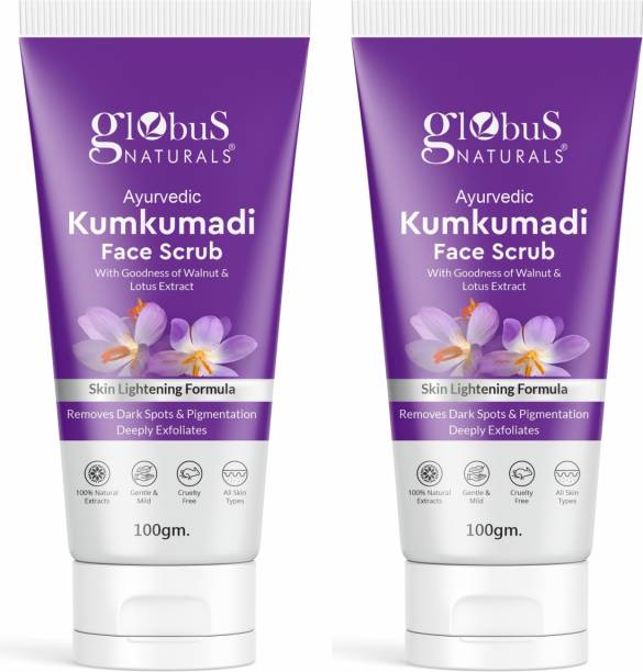 Globus Naturals Ayurvedic Kumkumadi Skin Lightening Face Scrub, 100gm Scrub