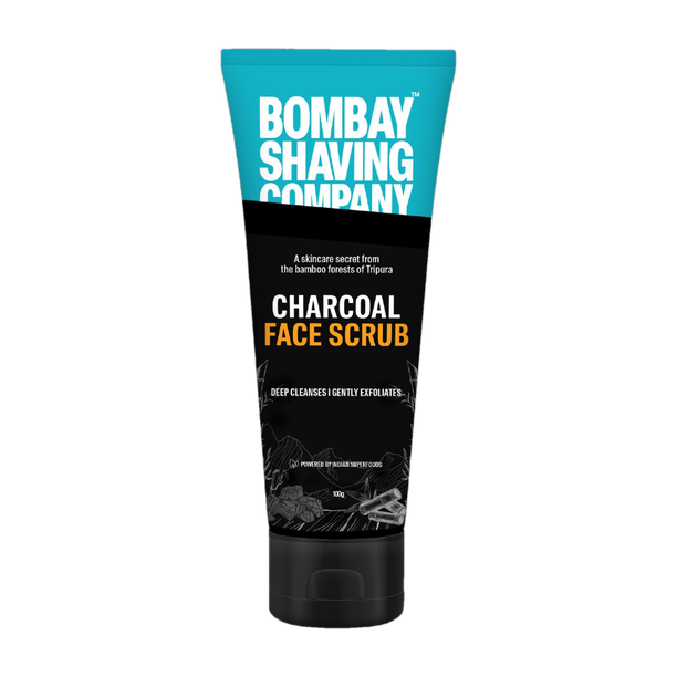 BOMBAY SHAVING COMPANY Charcoal Face Scrub with Black Sand, Exfoliates skins & Removes Black Heads, Black, 100 g Scrub