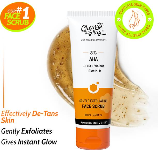 Chemist at Play Gentle Exfoliating Face Scrub | Face Wash-Like Daily Cleansing | Detan & Glow Scrub