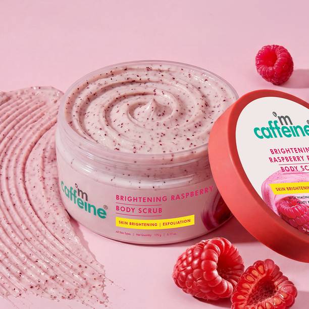 mCaffeine Brightening Raspberry De-Tan Body Scrub | Lactic & Glycolic Scrub