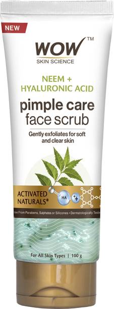 WOW SKIN SCIENCE Neem & Hyaluronic Acid Pimple Care Face Scrub|Anti-Bacterial|Unclogs Pores| Scrub