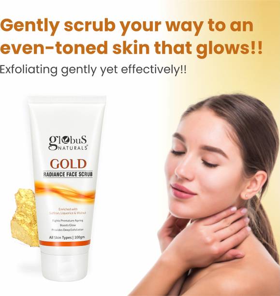 ग्लोबस नेचुरल्स Gold Radiance Anti Ageing & Brightening Face Scrub All Skin Types, 100 gms स्क्रब