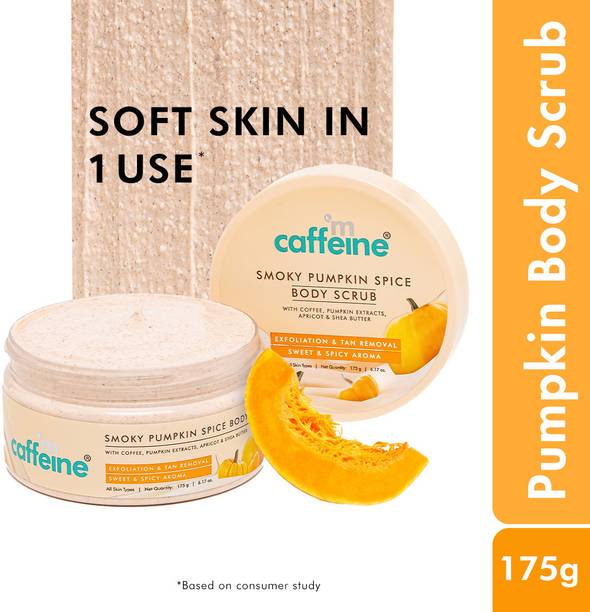 mCaffeine Smoky Pumpkin Spice Body Scrub for Glowing Skin| Exfoliates & Detans Scrub
