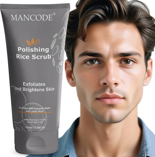 मैनकोड Polishing Rice Face Scrub Deep Cleansing Oil Control Exfoliates & Brighten Skin स्क्रब