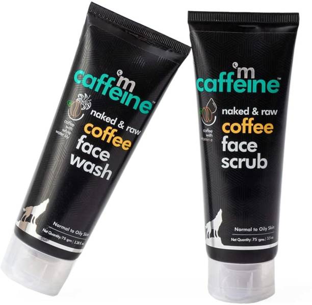 mCaffeine Coffee Face Wash & Scrub Combo, Reduces Acne Pimple & Tan, Gives Glowing Skin Scrub
