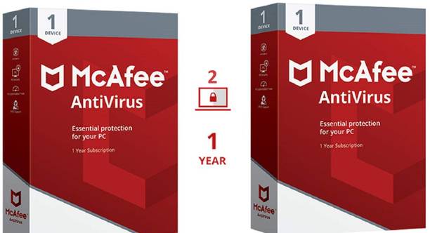 McAfee Anti-virus 2 User 1 Year (Renewal)
