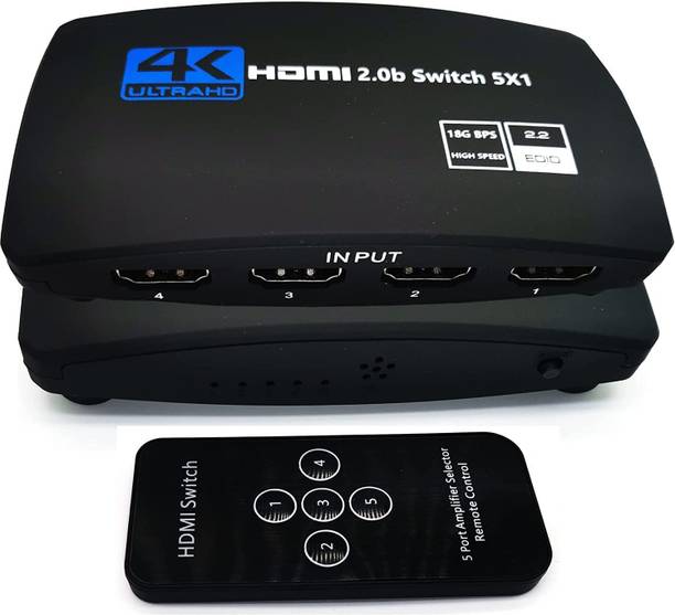 Tobo 4K 2.0b with Remote 5 in 1 Out HDMI Switcher Hub Selector Box TD-898H Media Streaming Device