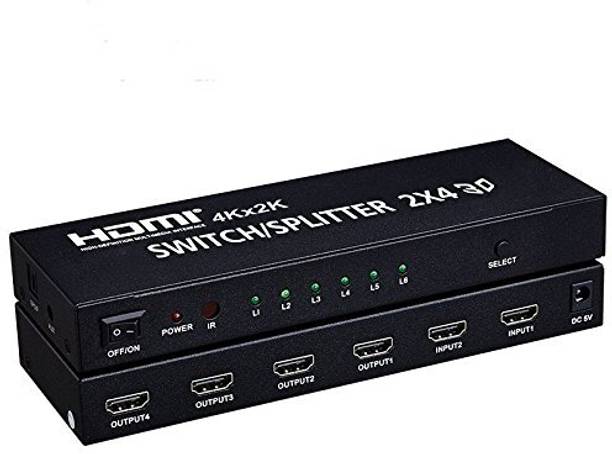 microware HDMI Switcher Splitter 2x4, with SPDIF and 3.5mm audio support Media Streaming Device