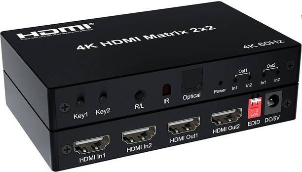 VOOCME 2x2 HDMI Matrix Switch 4K 60Hz 2 in 2 out Matrix HDMI Switch Splitter Converter Media Streaming Device