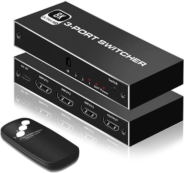 Tobo 8K HDMI 2.1 Switch 3X1 HDMI Switch with IR Remote Control 4K @120hz HDMI TD-881H Media Streaming Device