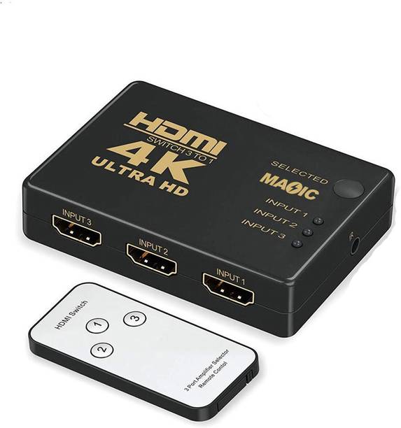 Imaashi HDMI Switcher 4K 3-in-1 out with IR Remote UHD HDMI Selector Box Media Streaming Device