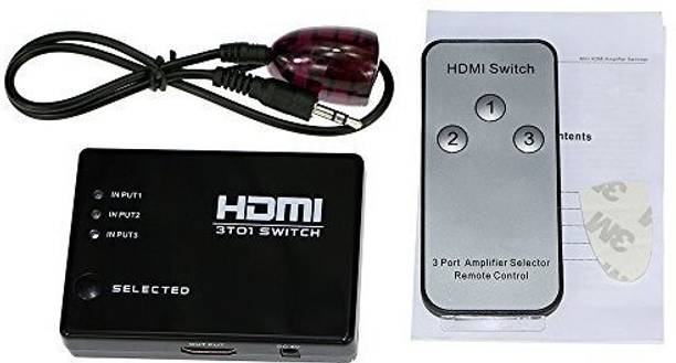 Tobo 3in 1 Out Splitter 3 Ports Full HD 1080P 3D Support Auto HDMI Switch TD-472H Media Streaming Device