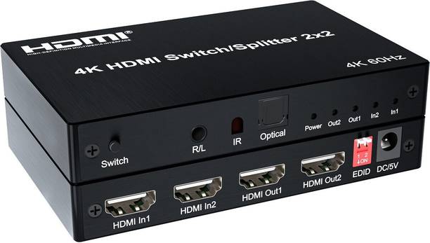 RuhZa 4K HDMI Matrix 2x2 Switch Splitter Audio Extractor Converter L/R 3D PC TV Video Media Streaming Device