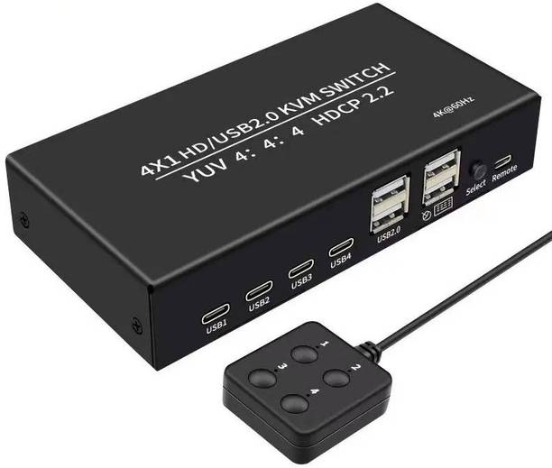 microware 4x1 HDMI KVM Switcher to control multi PCs through one mouse, keyboard & monitor Media Streaming Device