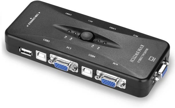 RuhZa KVM VGA Switcher, 4 Ports USB 2.0 KVM Switch Box Adapter. Media Streaming Device