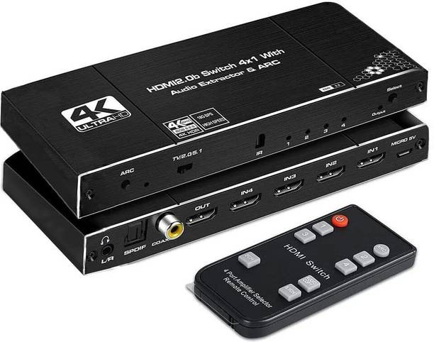 Etzin 4K 4x1 HDMI 2.0b HDMI Switch Audio Extractor EPL-1003H Media Streaming Device