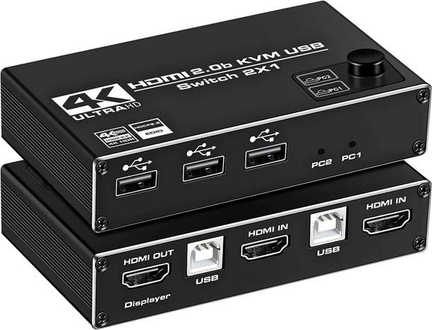 Tobo HDMI 2.Ob KVM USB Switch 2x1 USB KVM Ports,Share Computer to UHD Monitor TD-880H Media Streaming Device