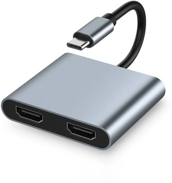 RuhZa USB C to Dual HDMI Adapter, Dual Monitors Adapter USB C HUB Docking Station Compatible with Thunderbolt3 Ports for MacBook/iPad/Chromebook/HUAWAEI HDMI Connector