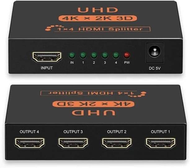 Forida 4K HDMI Splitter 1x4 1 in 4 Out HDMI 2.0 Splitter 4K With Power Adapter, HDCP2.2 Media Streaming Device