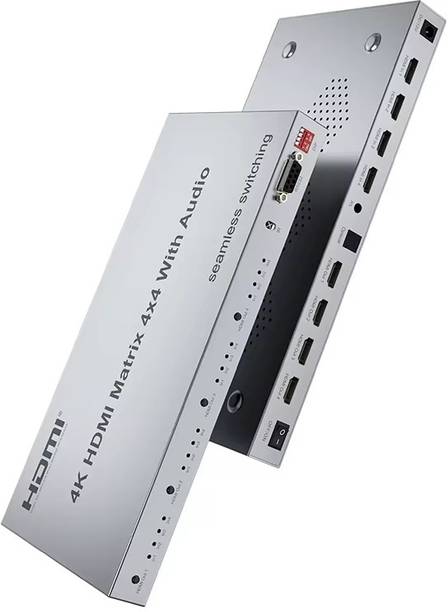 microware 4x4 HDMI Matrix 4 in 4 out with Toslink&Stereo Audio out with EDID and RS232 Media Streaming Device