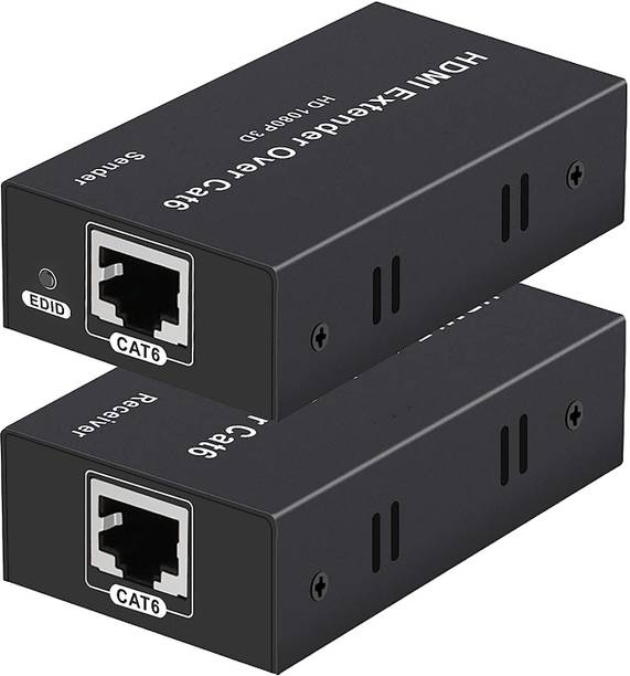 microware HDMI-compatible extender 60m HDMI-compatible extender to RJ45 single cable HD network transmission signal amplification Media Streaming Device