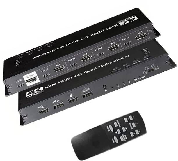 Etzin 4 Ports KVM HDTV 4X1 Quad Multi Viewer EPL-990H Media Streaming Device
