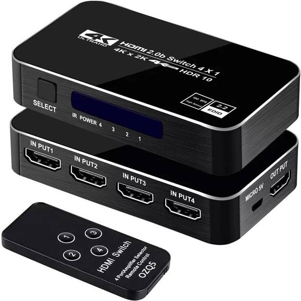 atdaraz 4x1 HDMI Switch, 4 Port Auto HDMI Switch Box with IR Remote,Support HDCP 2.2 Media Streaming Device