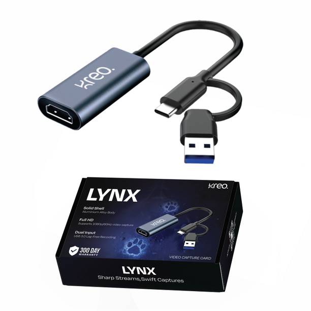 Kreo Lynx Full HD Video Capture Card, HDMI to USB 3.0, Full HD 1080p/ 60FPS Support Media Streaming Device