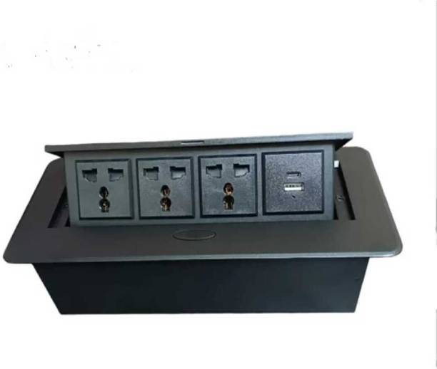 TECHGEAR Pop up box Cable Cubby with 3 universal power socket 1 USB A 1 USB C Media Streaming Device