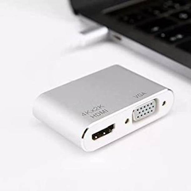 KUVERA Type-C to HDMI + VGA Adapter ,4k 1080p. Compatible with MacBook Pro 2018 2019 Media Streaming Device