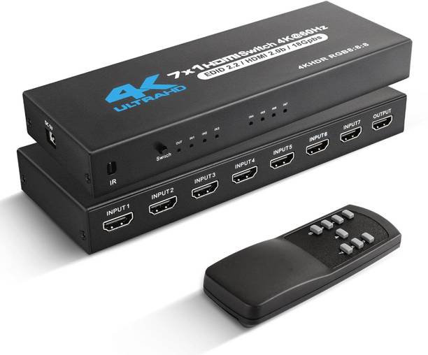 microware HDMI Switch 7 in 1 Out 4K@60Hz,with IR Remote, Support HDMI2.0, Dolby Vision Media Streaming Device