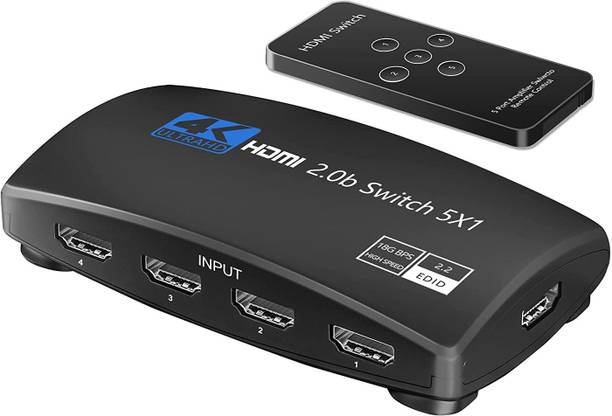 Tobo HDMI Switcher 5 Port HDMI Switch Box with Remote 5 in 1 Out HDMI 2.0b TD-898H Media Streaming Device