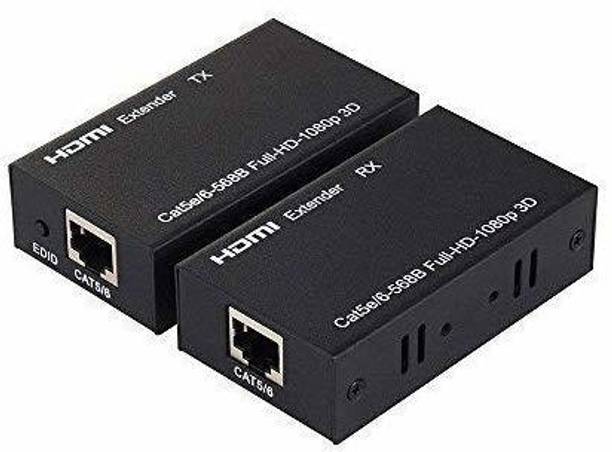 microware HDMI Extender 60m, Transmitter, Sender and Receiver over Cat5/Cat6 Supports 3D Media Streaming Device