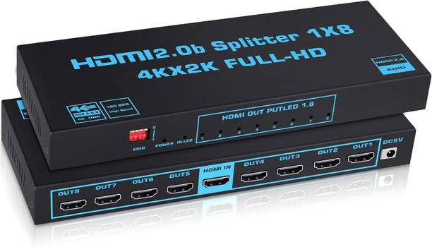 microware 1x8 HDMI Splitter with EDID,4K@60Hz Support 3D HDCP2.2,RGB8:8:8,18.5Gbps for tv Media Streaming Device