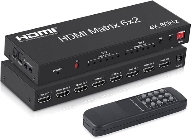 microware 6X2 HDMI Matrix Switch 4K@60hz with Optical SPDIF Toslink for PS4/XBox/A-pple TV Media Streaming Device
