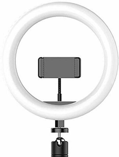 DRUMSTONE LED Ring Light Dimmable Studio Lighting with Phone Holder Ring Flash