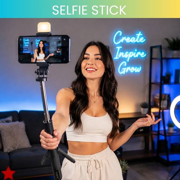 FRONY Selfie Stick With Tripod Stand for Vlogging Compatible With All SmartphonesBT490 Bluetooth Selfie Stick