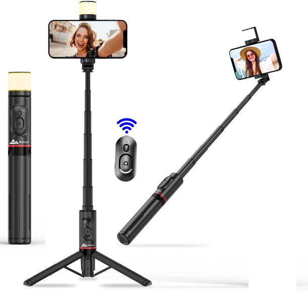 WeCool Portable Bluetooth Selfie stick with 6 shades of Light,Wireless Remote access and extendable Selfie Tripod Stand for Mobile Bluetooth Selfie Stick