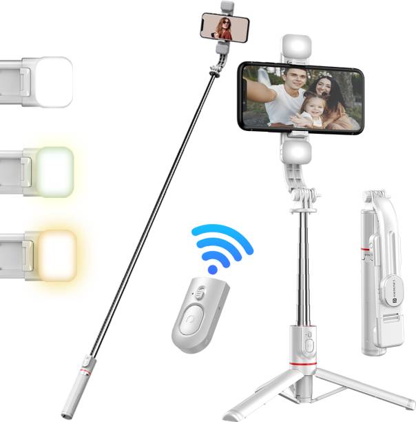 Portronics Lumistick Smart Selfie Stick with Tripod Stand, 360° Rotation, Bluetooth v 5.3, 3 Light Modes Bluetooth Selfie Stick