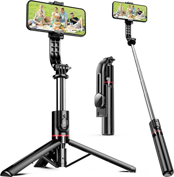 Hold up 44 Inch Selfie Stick Phone Tripod with Wireless Remote Extendable Smartphone Tripod Stand 360 Rotation Bluetooth Selfie Stick