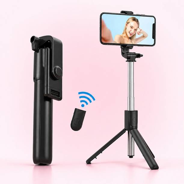 Portrait Portrait Compact Selfie Stick, Tripods with Light & Bluetooth Control | Multi-Angle Rotation, Easy Carry Bluetooth Selfie Stick