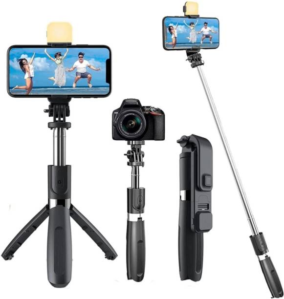 BRIGHTRON Primium Extendable Selfie Sticks with Wireless Remote and Tripod Stand, 3-in-1 Multifunctional Selfie Stick with Tripod Stand Compatible with iPhone/OnePlus/Samsung/Oppo/Vivo and All Phones Bluetooth Selfie Stick
