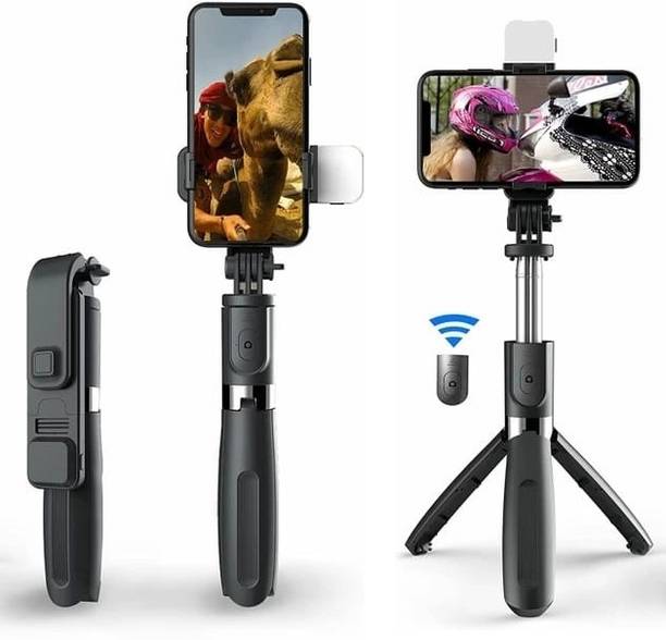 LIMBRO Selfie Stick Tripod with Attached Flash Light and Bluetooth Remote Bluetooth Selfie Stick