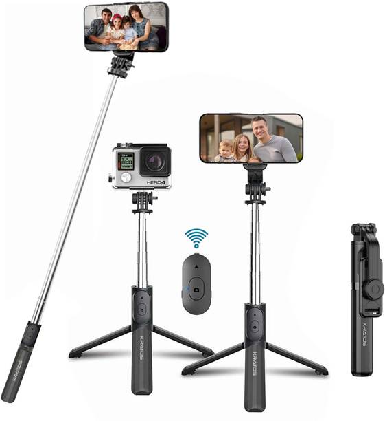Kratos Selfie Stick Tripod | Bluetooth Remote | 100cm Extendable Pole | 360� Bluetooth Selfie Stick