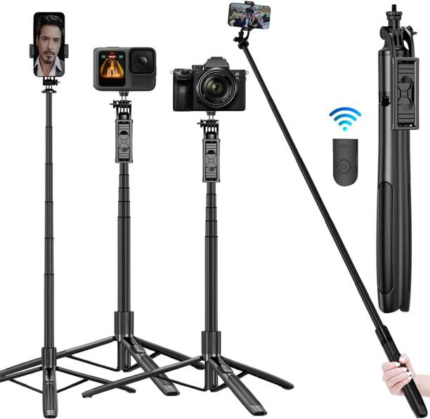 Aliens 61"Selfie Stick Extendable Tripod Stand for all Mobile Phones & 1/4"Screw for DSLR Bluetooth Selfie Stick