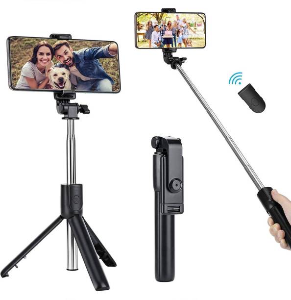 Casewilla R1 Bluetooth Selfie Stick with Remote, 3-in-1 Multifunctional Selfie Stick, Tripod, Monopod Stand & Mobile Stand Compatible with All Mobile Phones Bluetooth Selfie Stick