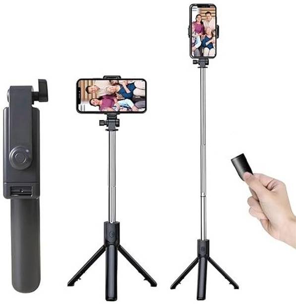 bharg 3-in-1 Selfie Stick Tripod with Bluetooth Remote, Foldable Extendable Holder for iPhone & Android Bluetooth Selfie Stick