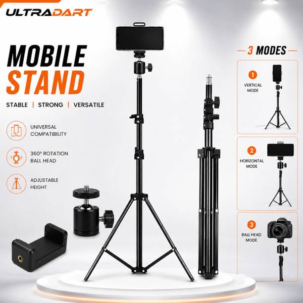 ULTRADART 7 Feet Adjustable Mobile Tripod Stand with Ball Head & Mobile Holder for Smartphone, DSLR & Camera Cable Selfie Stick