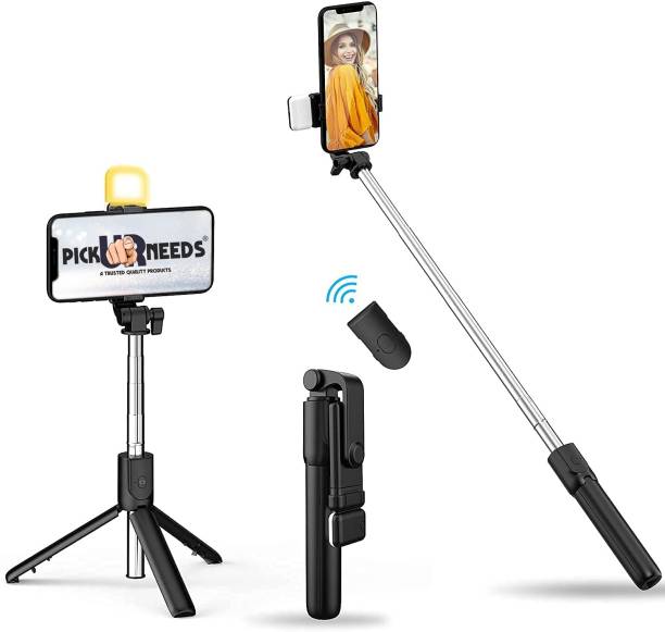 Pick Ur Needs Flash Light Tripod with Detachable Remote Bluetooth Selfie Stick
